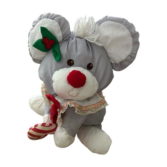 Fisher-Price Other - Vintage 1987 Fisher Price Puffalump Grey Christmas Mouse w/Candy Cane Plush